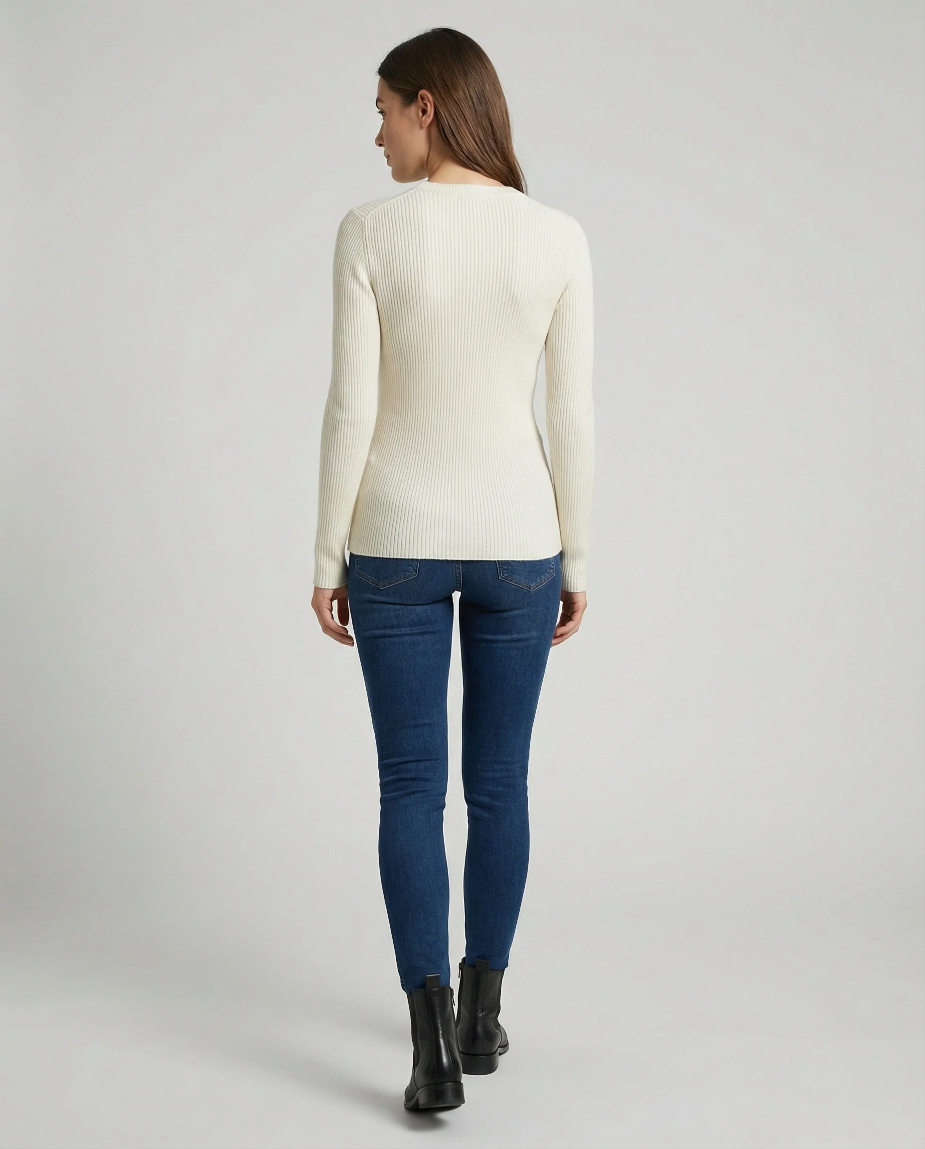 Damen Strickpullover Langarm Rundhals Casual Herbst Oberteil Einfarbig - Image 3