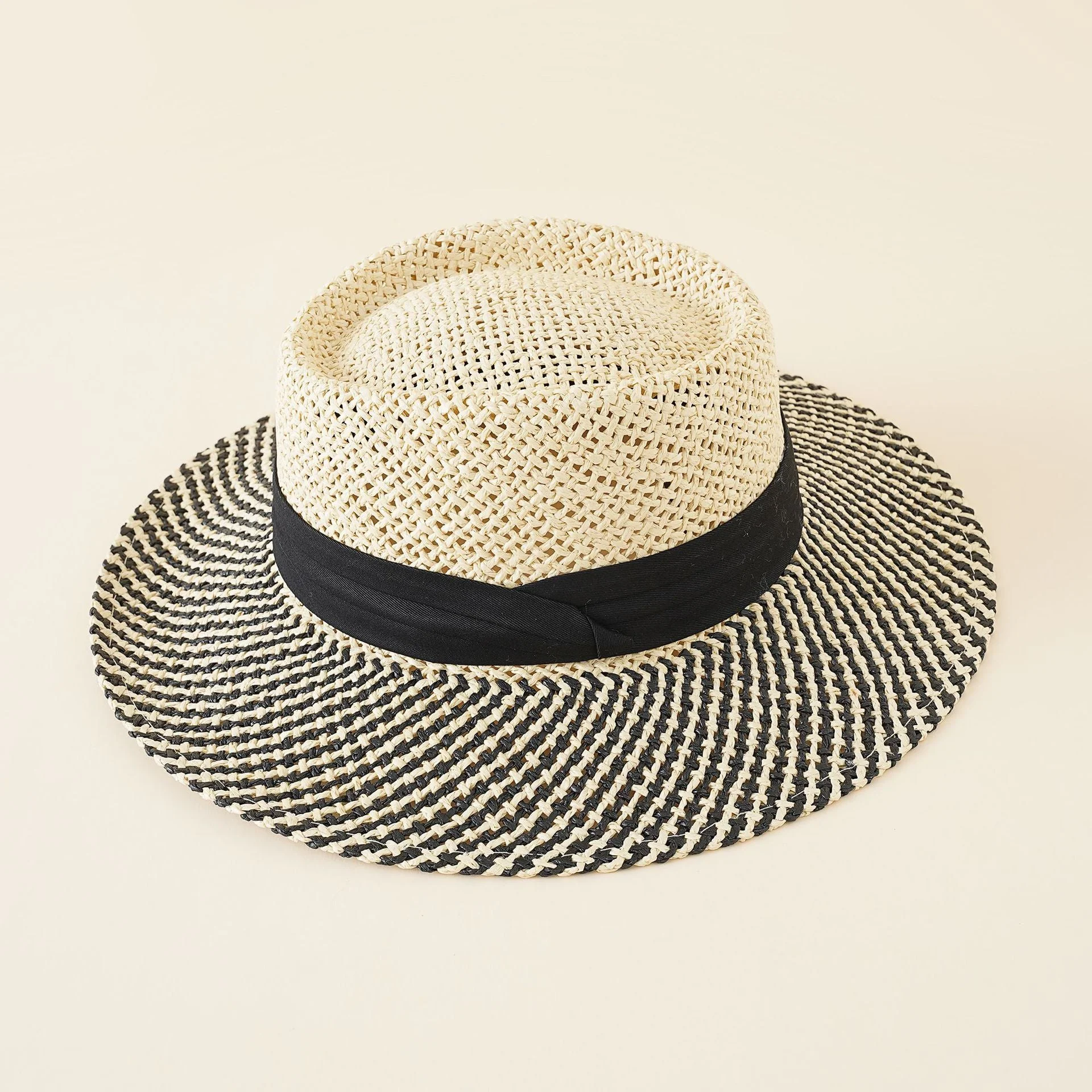 Damen Strohhut mit Breiter Krempe und Elegantem Kontrastband Heidi-Mode - Image 6