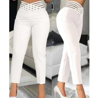 Damen stylische High-Waist Hosen mit transparentem Gitterbund Heidi-Mode - Image 7