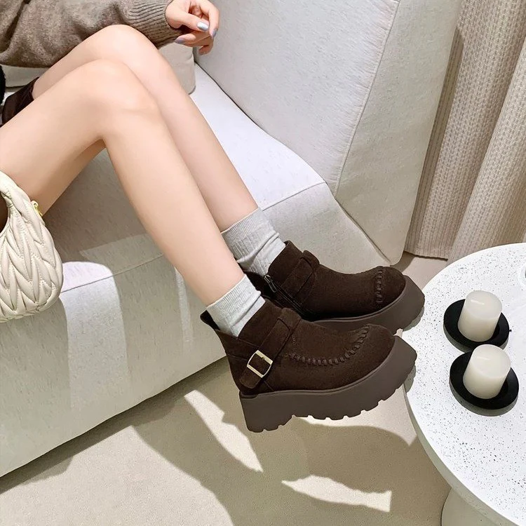 Damen Stylische Plateaustiefel mit modischem Schnallenverschluss Heidi Mode - Image 2