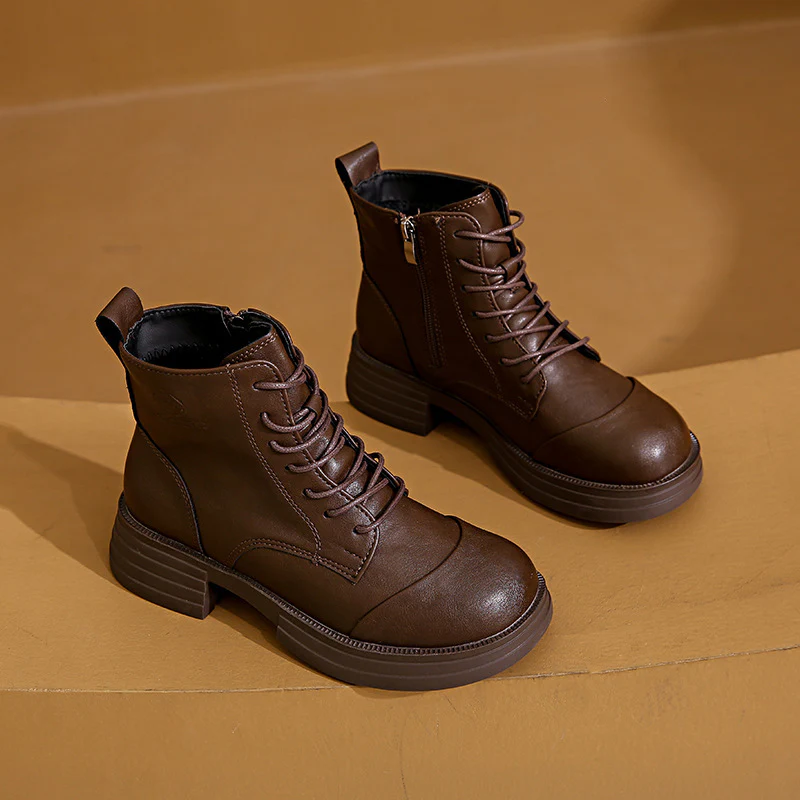Damen stylische Schnürstiefeletten mit Reißverschluss und robustem Profil Heidi Mode - Image 2