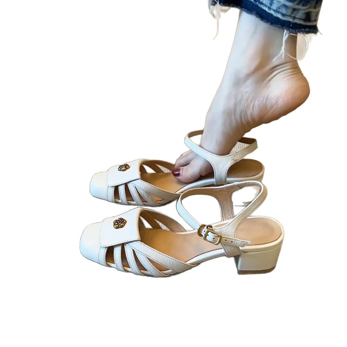 Damen Stylish Komfort-Sandalen mit eleganter Applikation Heidi Mode - Image 5