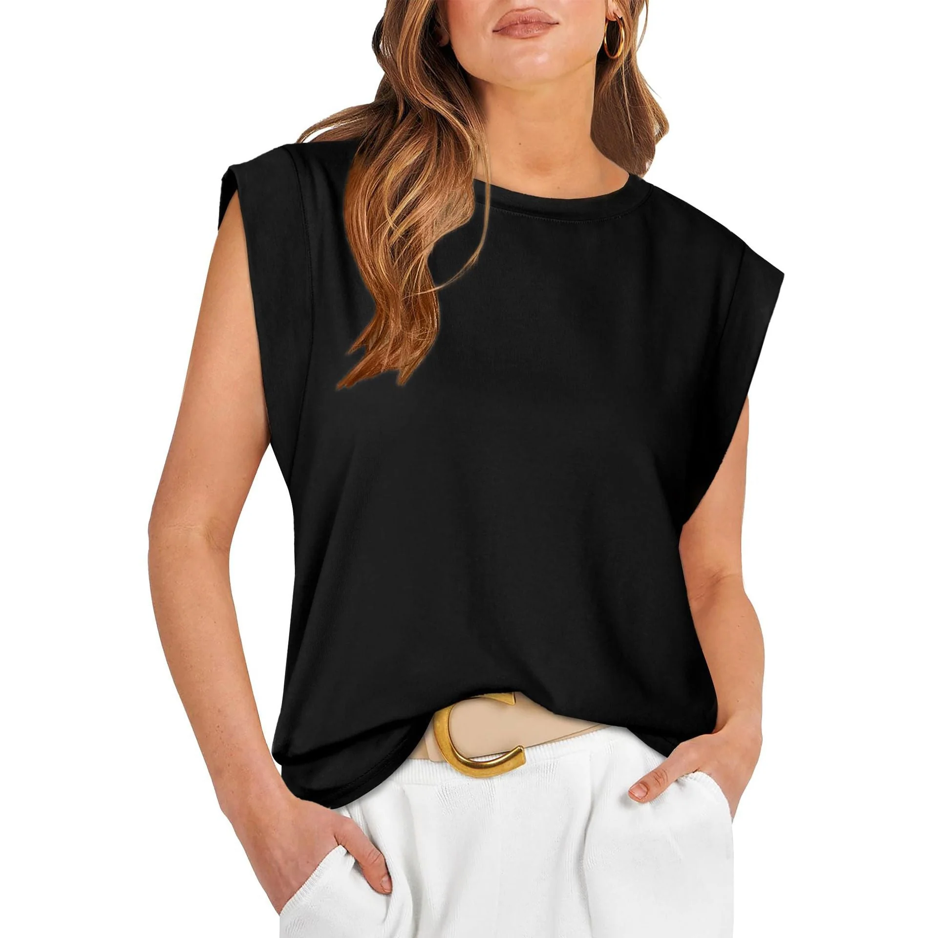 Damen Stylish Oversized T-Shirt mit Schulterpolstern Heidi-Mode - Image 4