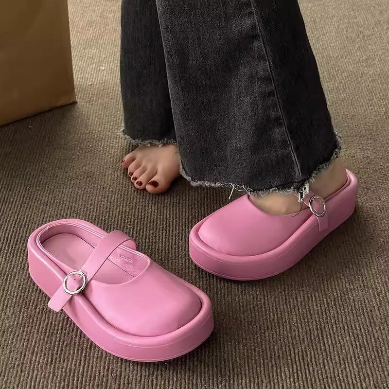 Damen Stylish Plateau-Pantoletten mit verstellbarem Riemen und komfortabler Sohle Heidi Mode - Image 2