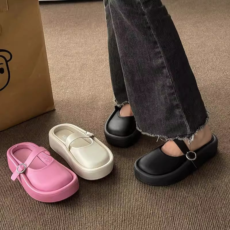 Damen Stylish Plateau-Pantoletten mit verstellbarem Riemen und komfortabler Sohle Heidi Mode - Image 4