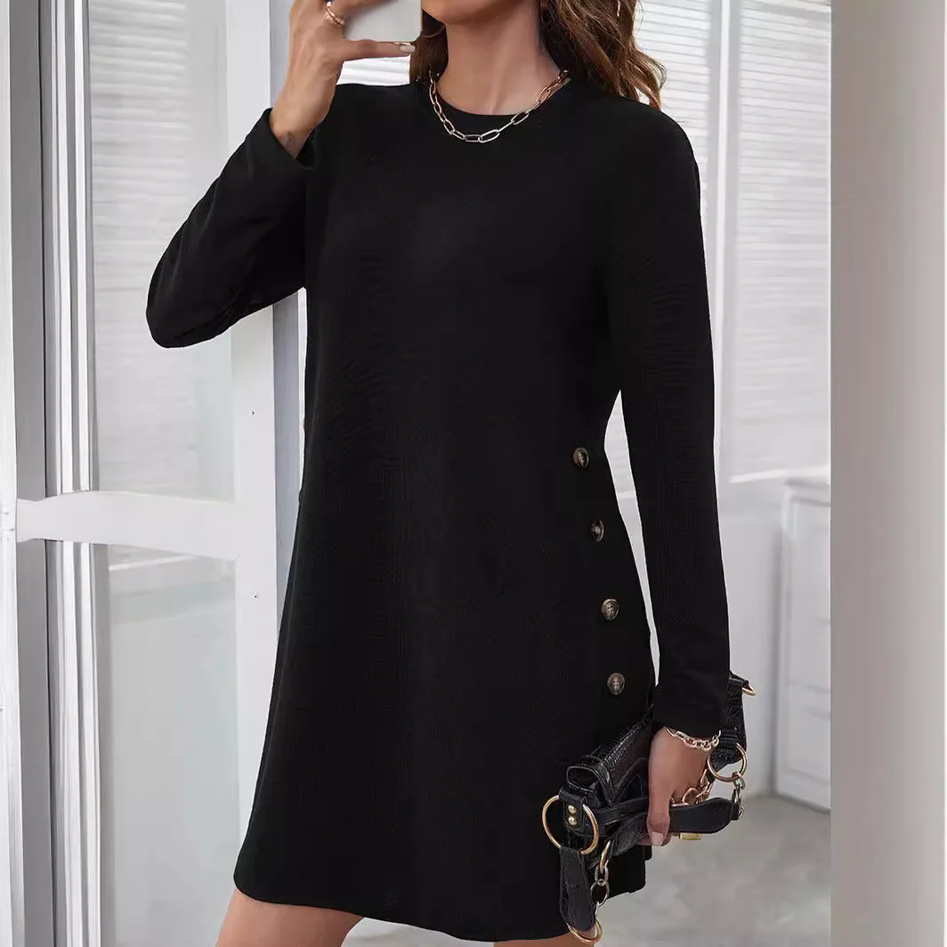 Damen Sweatkleid mit Knopfleiste und langen Ärmeln Heidi-Mode - Image 2