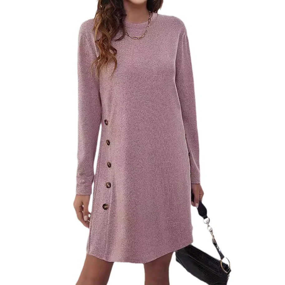 Damen Sweatkleid mit Knopfleiste und langen Ärmeln Heidi-Mode - Image 5