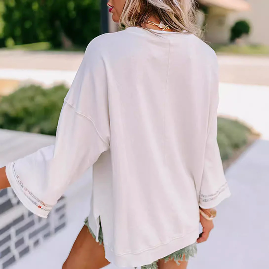 Damen Sweatshirt mit Floralem Peace-Zeichen Heidi-Mode - Image 3
