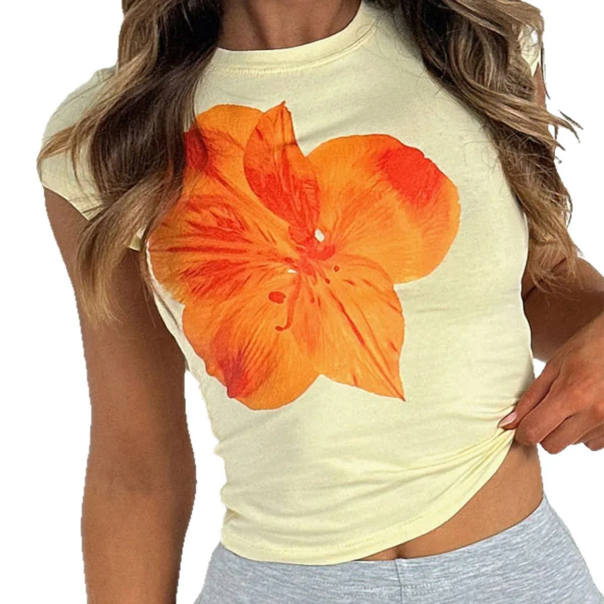 Damen T-Shirt mit Floralem Druck und Kurzem Schnitt Heidi-Mode - Image 5
