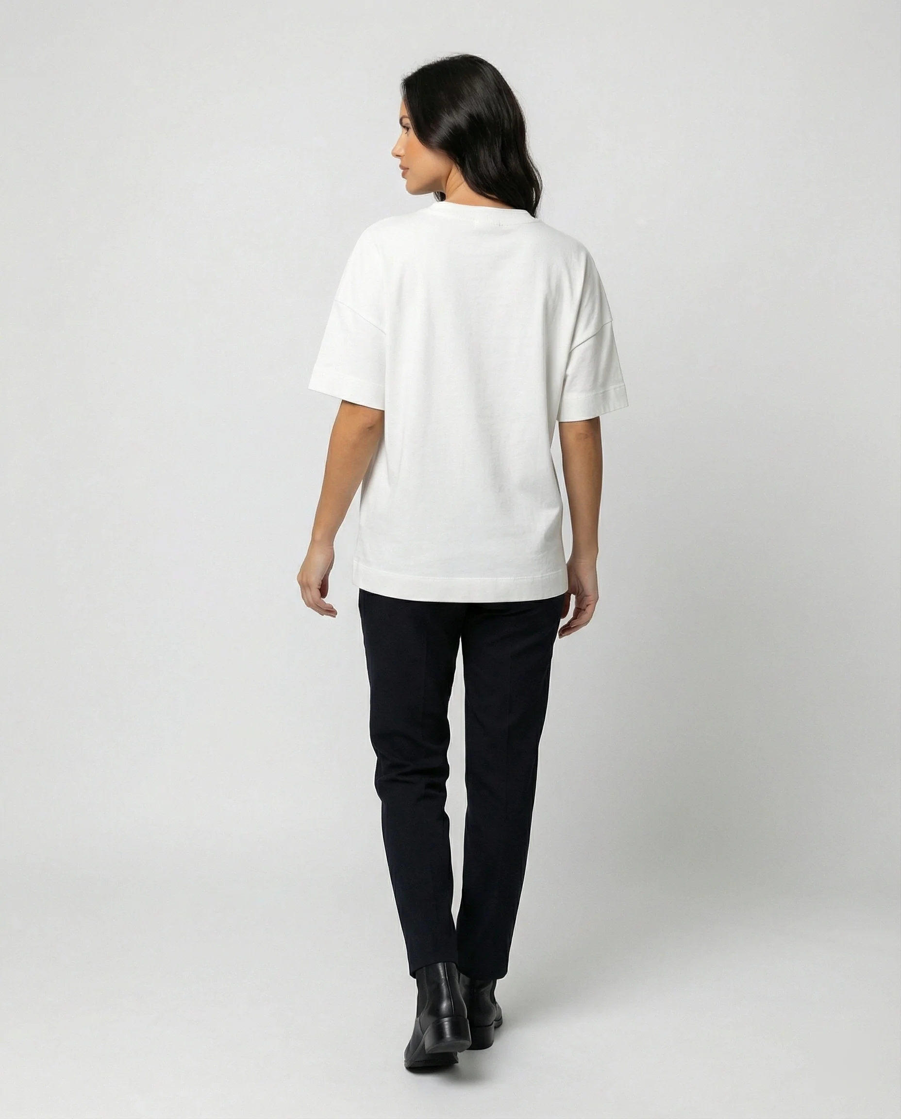 Damen T-Shirt Slim Fit Baumwolle Kurzarm Rundhals Schwarz Weiß - Image 4