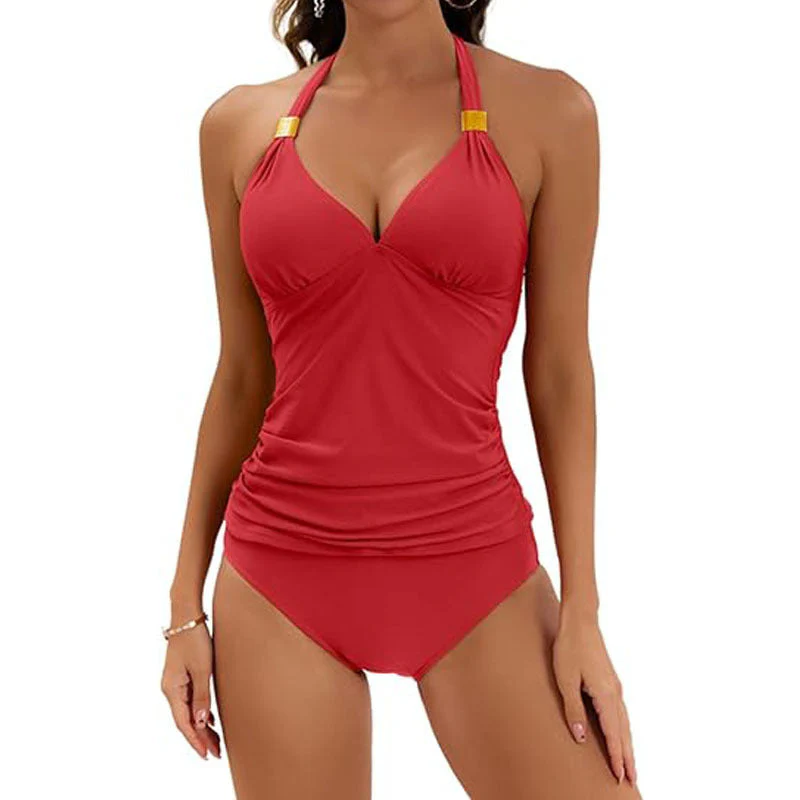 Damen Tankini mit Gerafftem Oberteil und Hohem Bund Heidi-Mode - Image 2