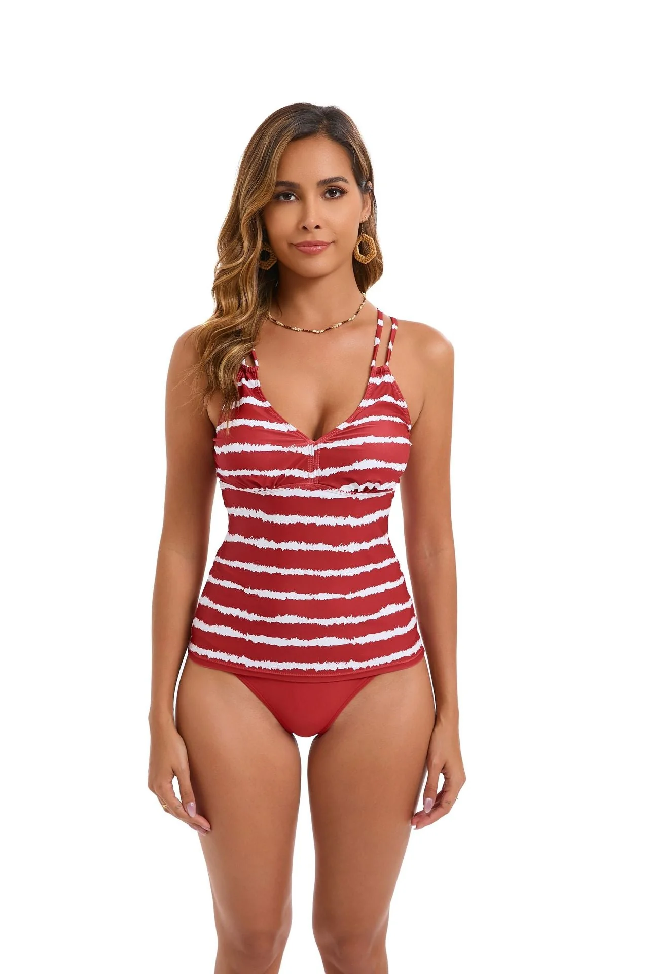 Damen Tankini mit Verstellbaren Trägern und Elegantem Streifenmuster Heidi-Mode - Image 7
