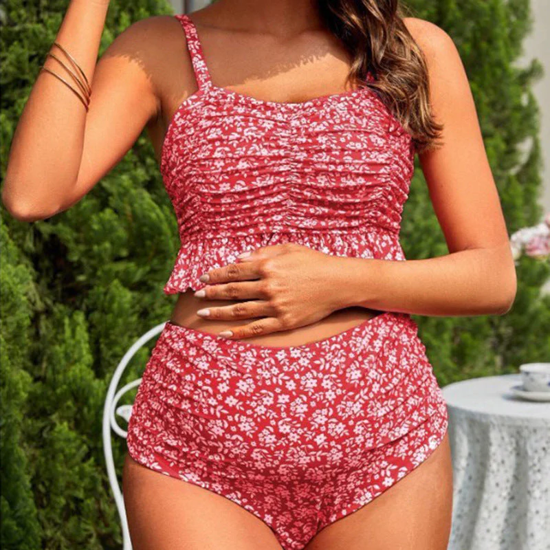 Heidi-Mode | Damen Tankini-Set mit Verspielter Raffung und Hohem Beinausschnitt - Image 3