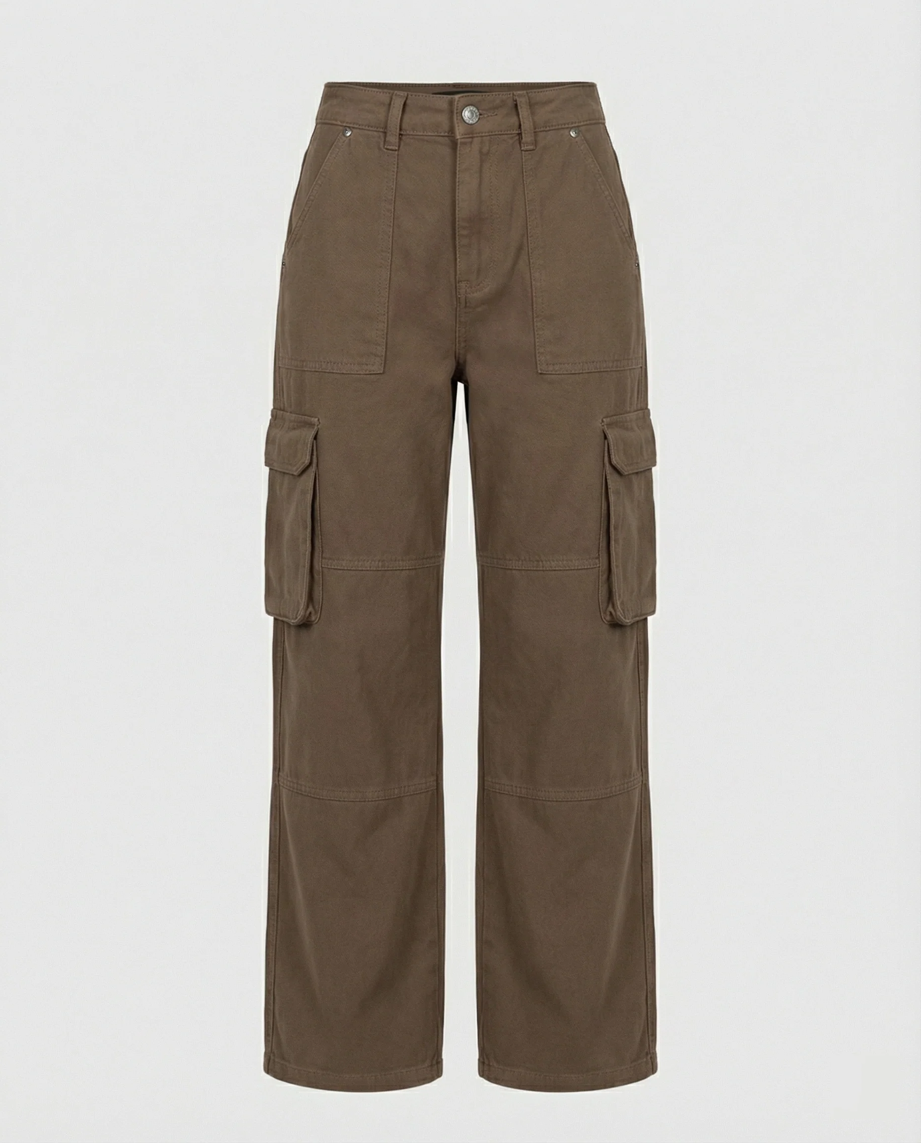 Damen tiefer geschnittene Workwear-Cargohose mit extra weitem Bein, überlappenden Klappfächern und Knieabsteppungen Heidi-Mode - Image 5