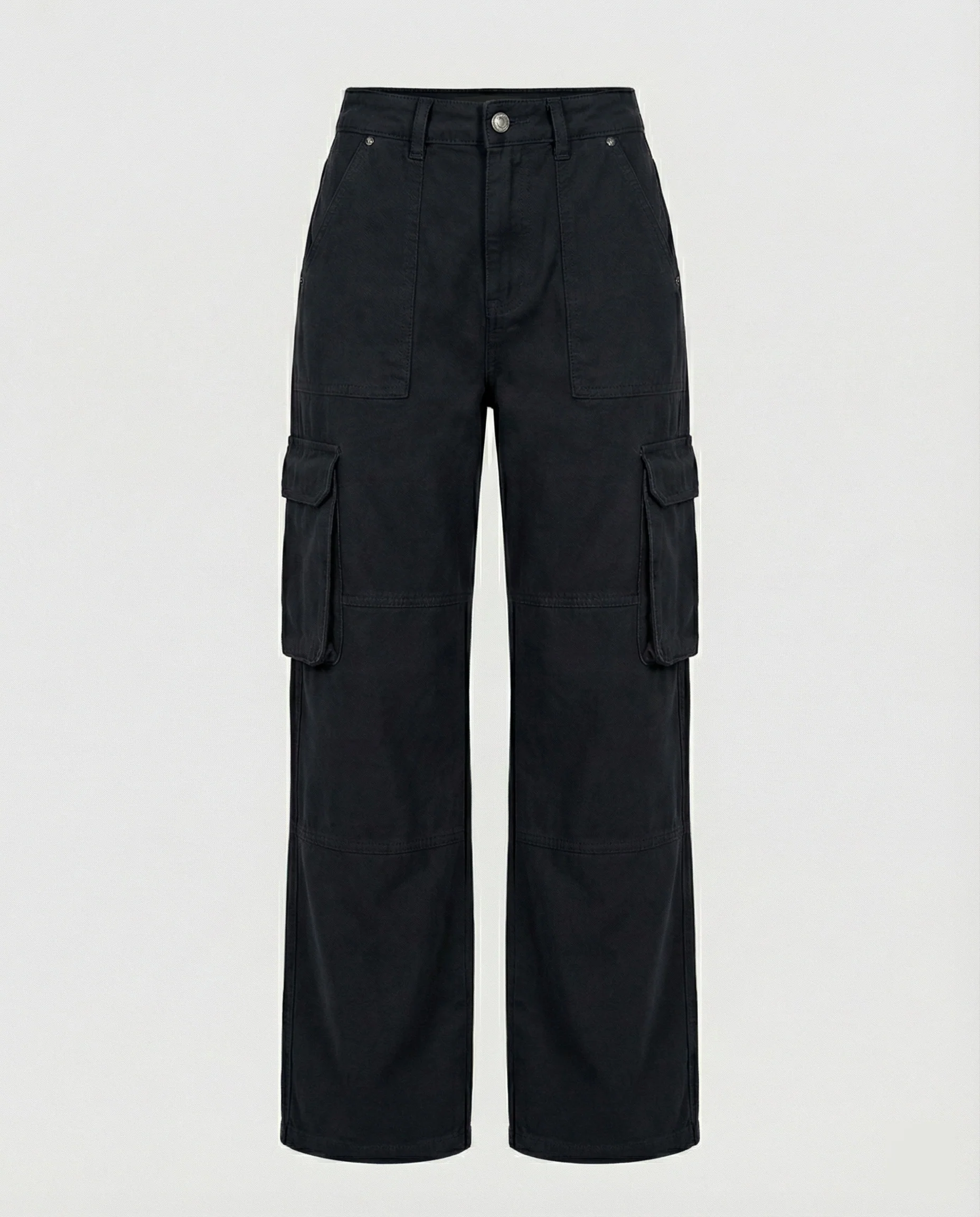Damen tiefer geschnittene Workwear-Cargohose mit extra weitem Bein, überlappenden Klappfächern und Knieabsteppungen Heidi-Mode - Image 7