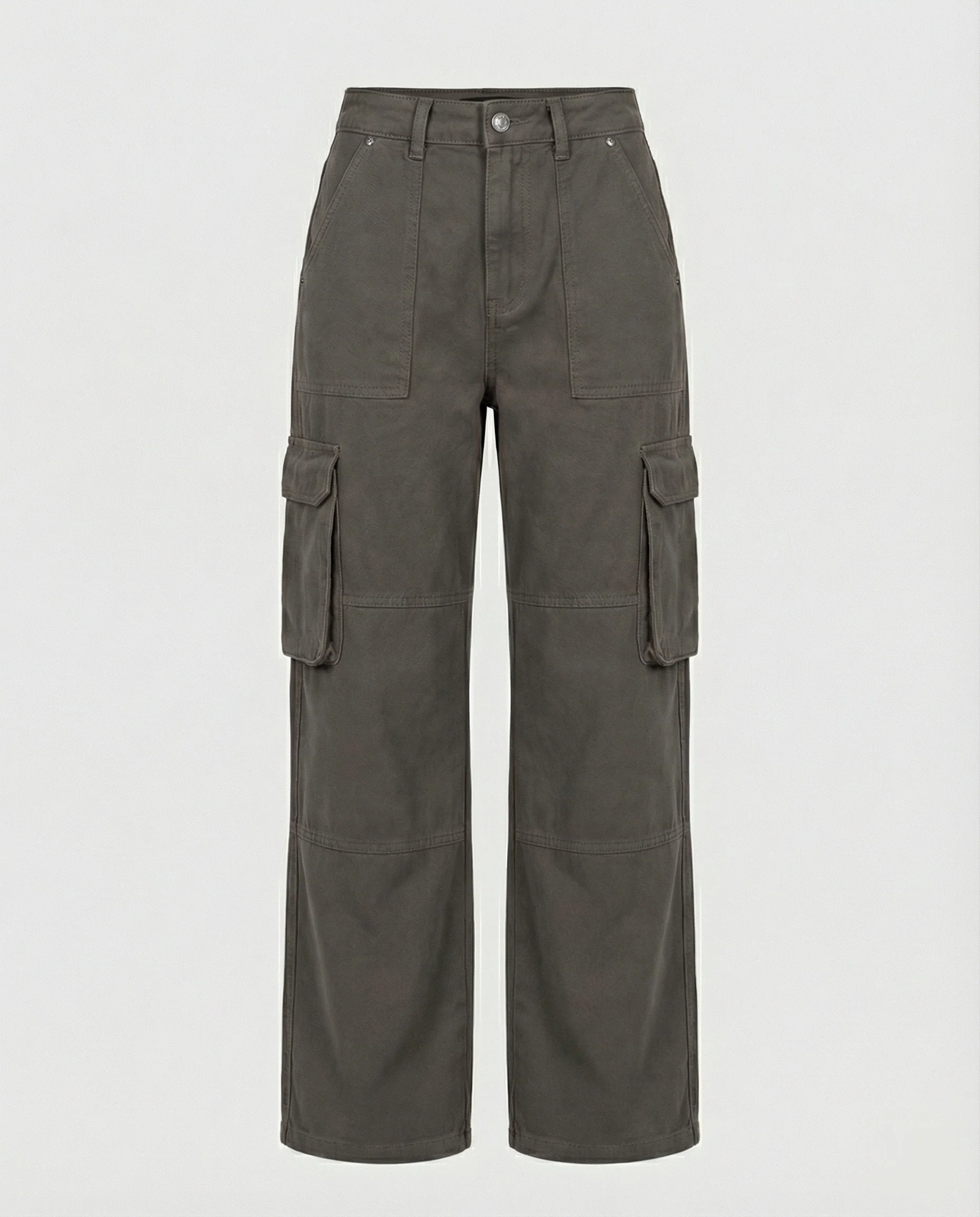 Damen tiefer geschnittene Workwear-Cargohose mit extra weitem Bein, überlappenden Klappfächern und Knieabsteppungen Heidi-Mode - Image 8