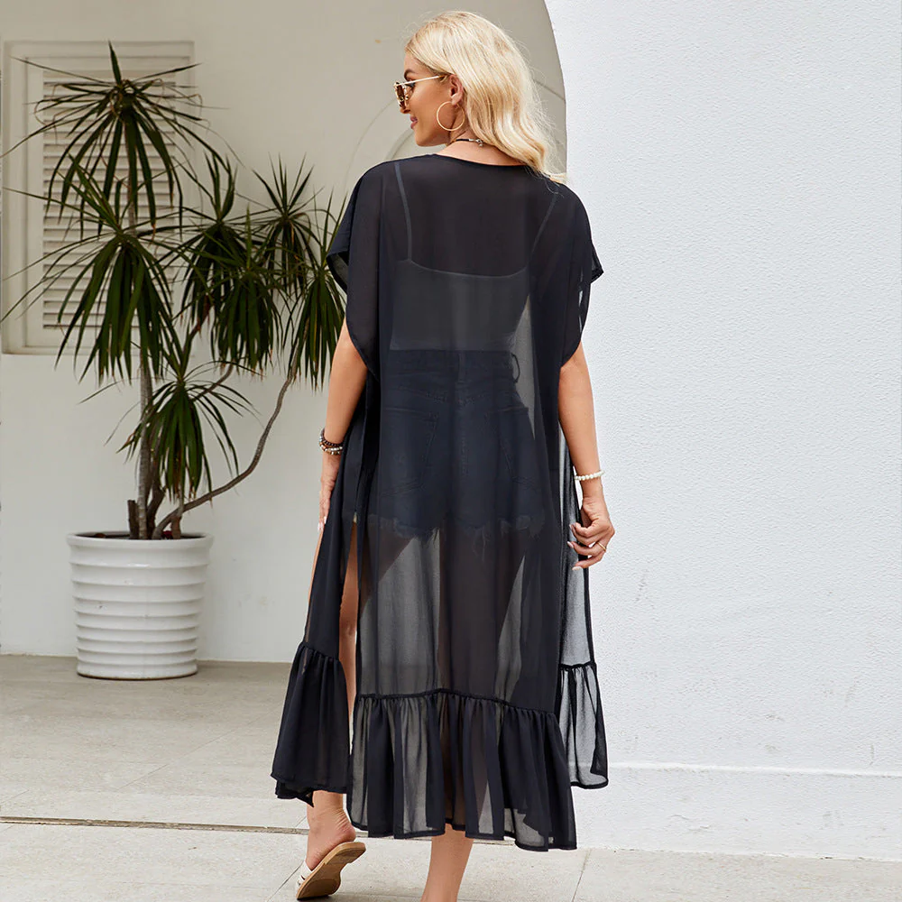 Damen Transparenter Kimono-Überwurf mit Eleganten Fransen Heidi-Mode - Image 4