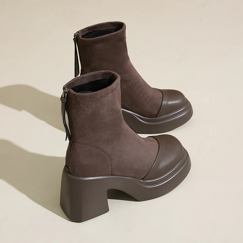 Damen trendige Ankle Boots mit robustem Blockabsatz und elastischer Schafthöhe Heidi Mode - Image 7