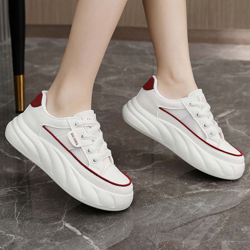 Damen trendige Chunky Sneakers mit hochgezogener Sohle und atmungsaktivem Obermaterial Heidi Mode - Image 3