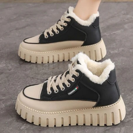 Damen Trendige High-Top Sneakers mit kuscheligem Innenfutter und rutschfester Sohle Heidi Mode - Image 2