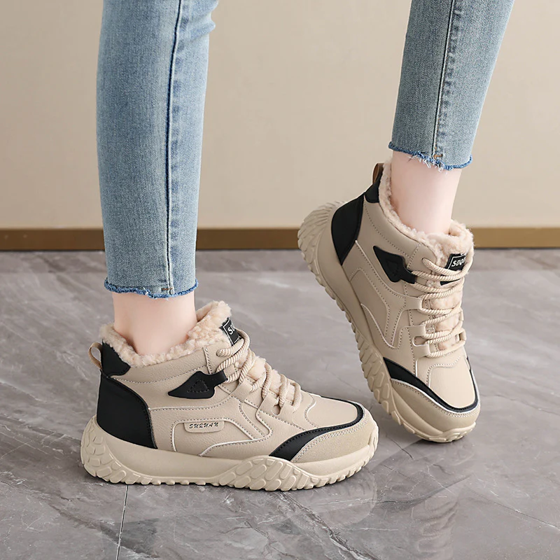 Damen trendige High-Top Sneakers mit weichem Fleece-Futter und rutschfester Laufsohle Heidi Mode - Image 4