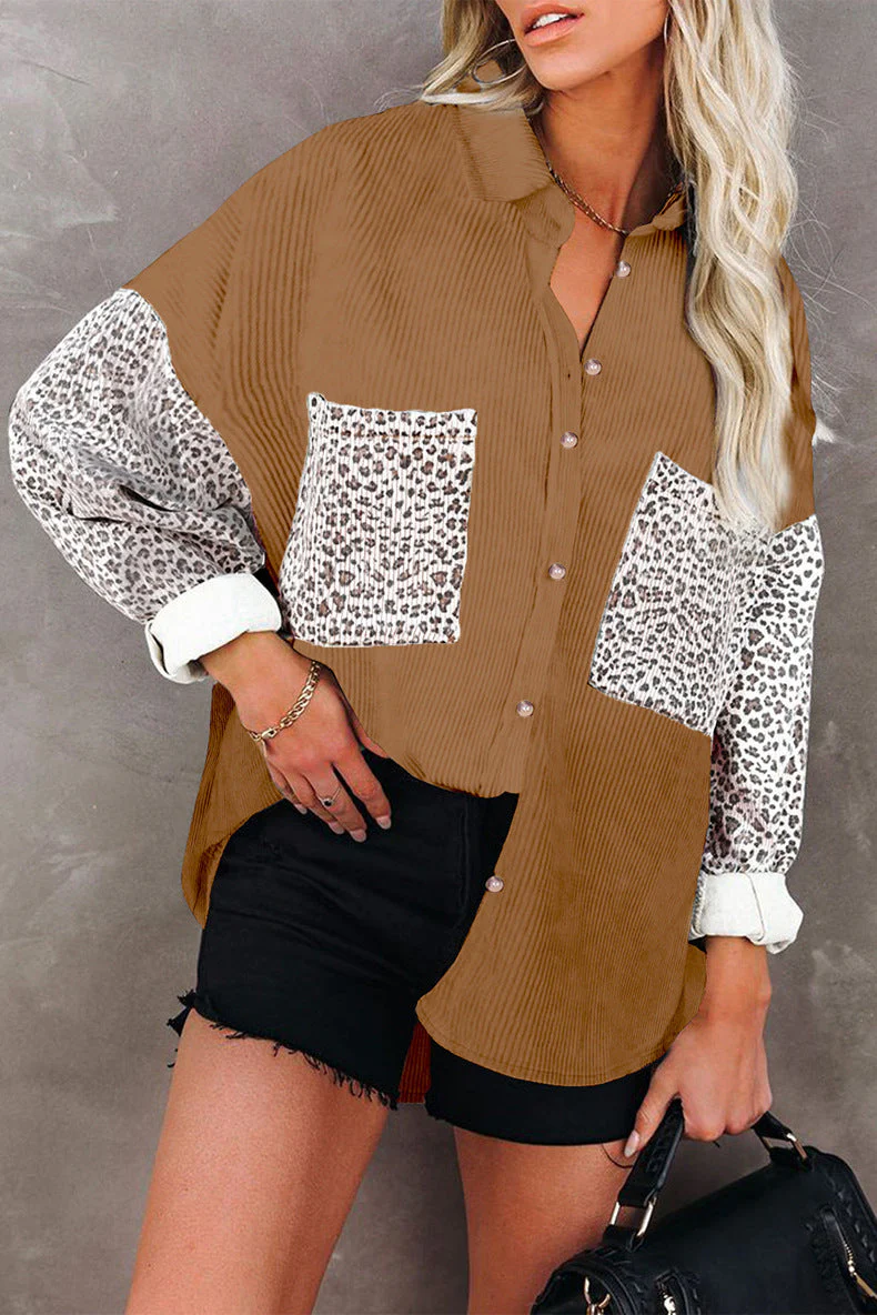 Damen Trendige Kordjacke mit Leo-Details Heidi-Mode - Image 2