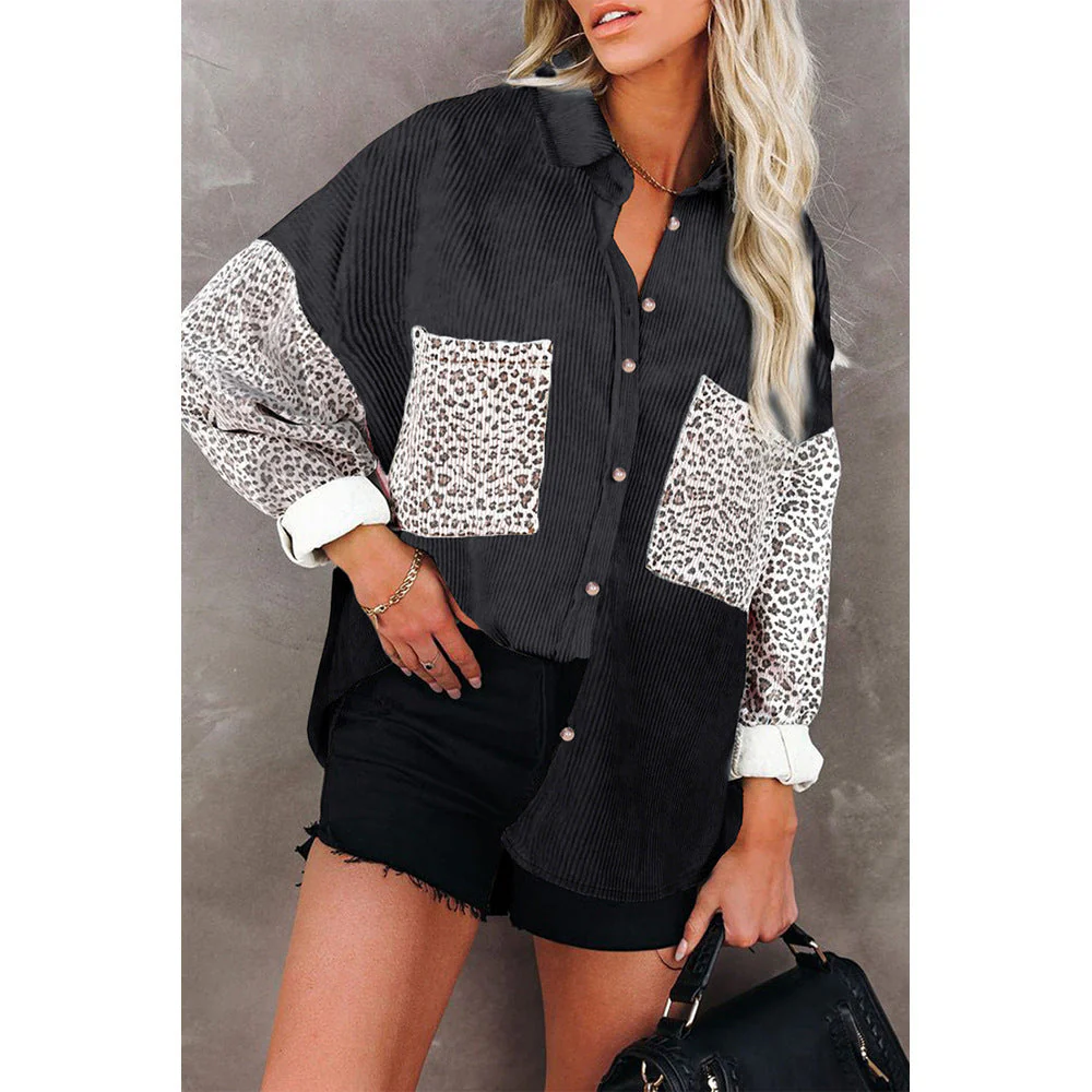 Damen Trendige Kordjacke mit Leo-Details Heidi-Mode - Image 4