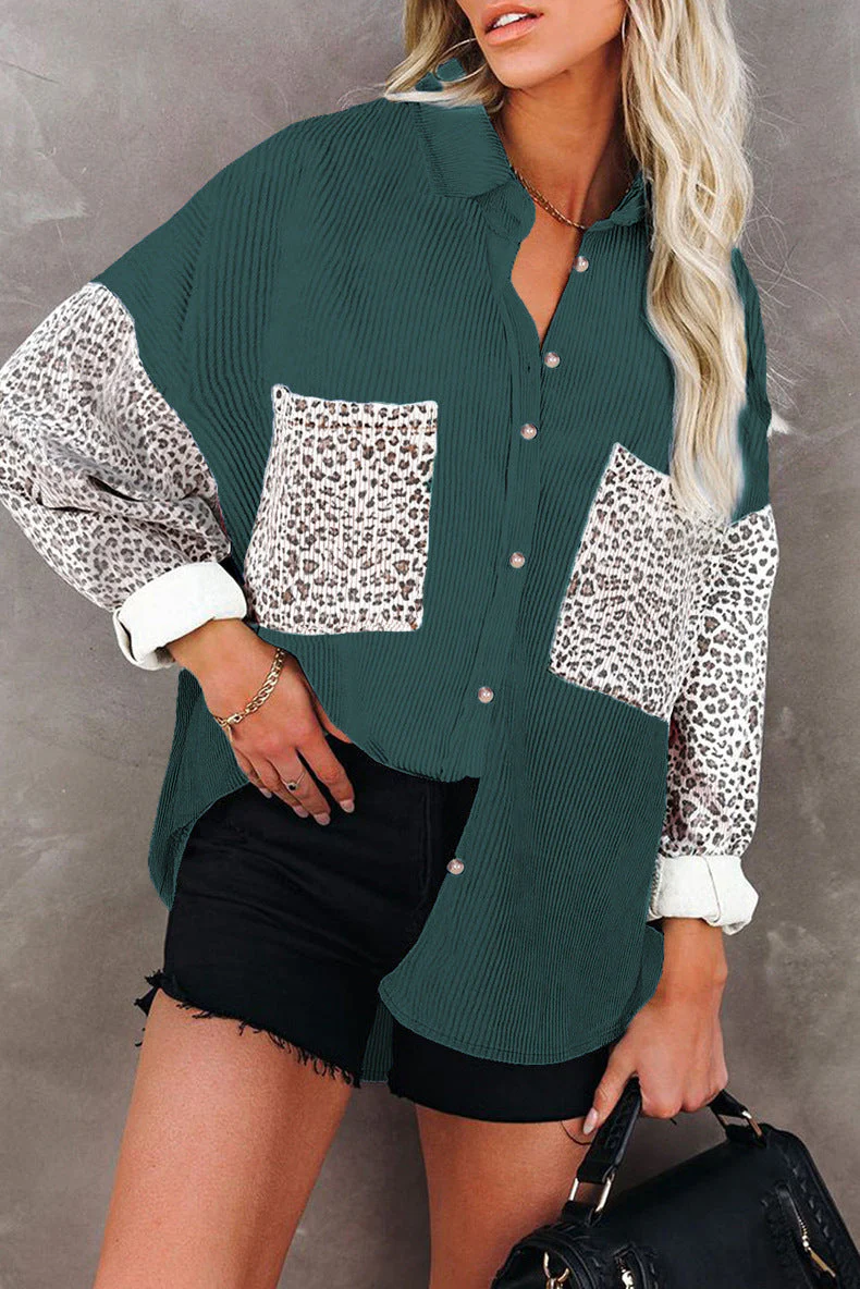 Damen Trendige Kordjacke mit Leo-Details Heidi-Mode - Image 7