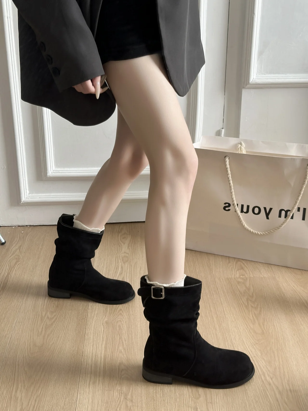 Damen Trendige Stiefel mit modischem Falten-Design und dekorativem Schnallenverschluss Heidi Mode - Image 6