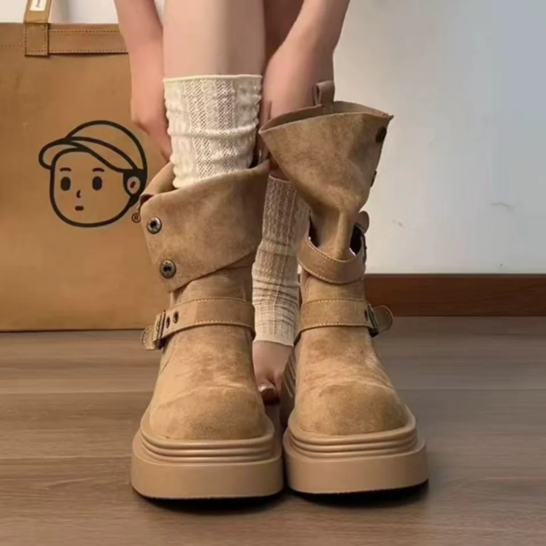 Damen Trendige Stiefel mit praktischem Schnallenverschluss und dicker Sohle Heidi Mode - Image 2