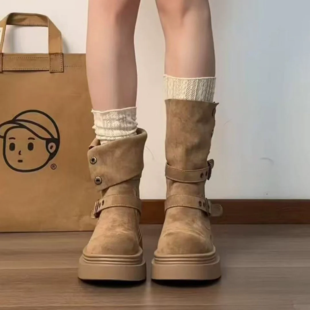 Damen Trendige Stiefel mit praktischem Schnallenverschluss und dicker Sohle Heidi Mode - Image 3