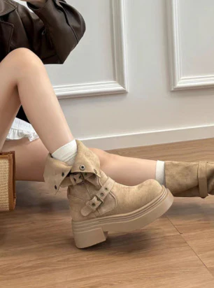 Damen Trendige Stiefel mit praktischem Schnallenverschluss und dicker Sohle Heidi Mode - Image 8