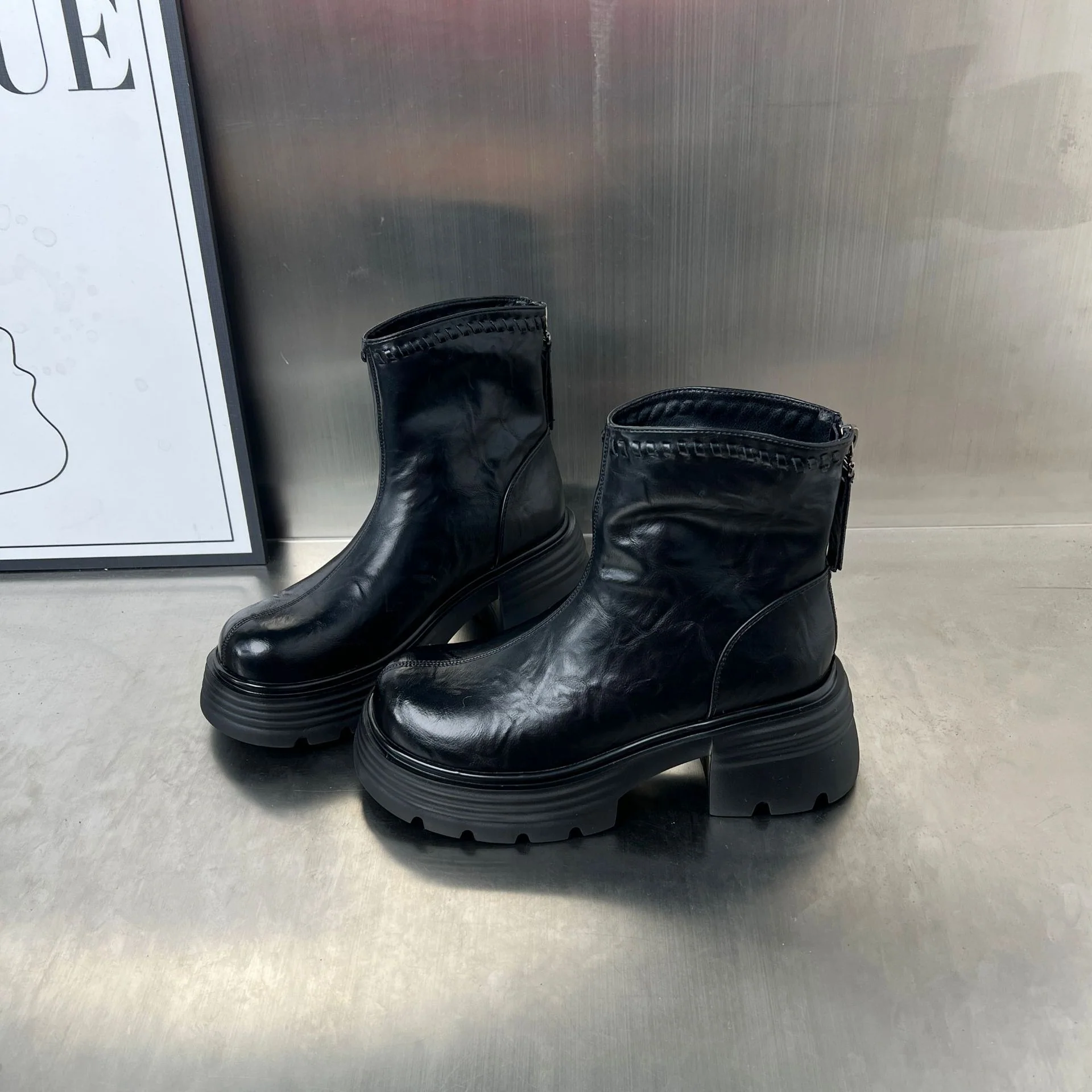 Damen trendige Stiefeletten mit robustem Profil und hochwertigem Leder Heidi Mode - Image 7