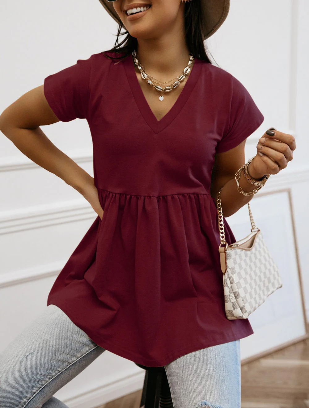 Damen Tunika mit elegantem V-Ausschnitt und fließendem Schnitt Heidi-Mode - Image 7