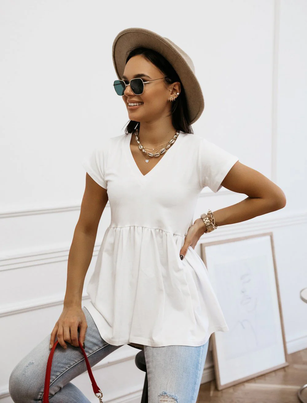 Damen Tunika mit elegantem V-Ausschnitt und fließendem Schnitt Heidi-Mode - Image 8