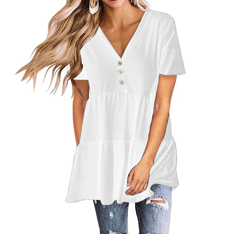 Damen Tunika-Top mit V-Ausschnitt und knöpfbarem Design Heidi-Mode - Image 10