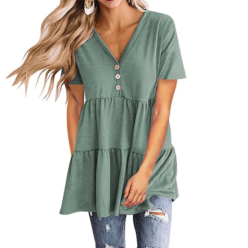 Damen Tunika-Top mit V-Ausschnitt und knöpfbarem Design Heidi-Mode - Image 11