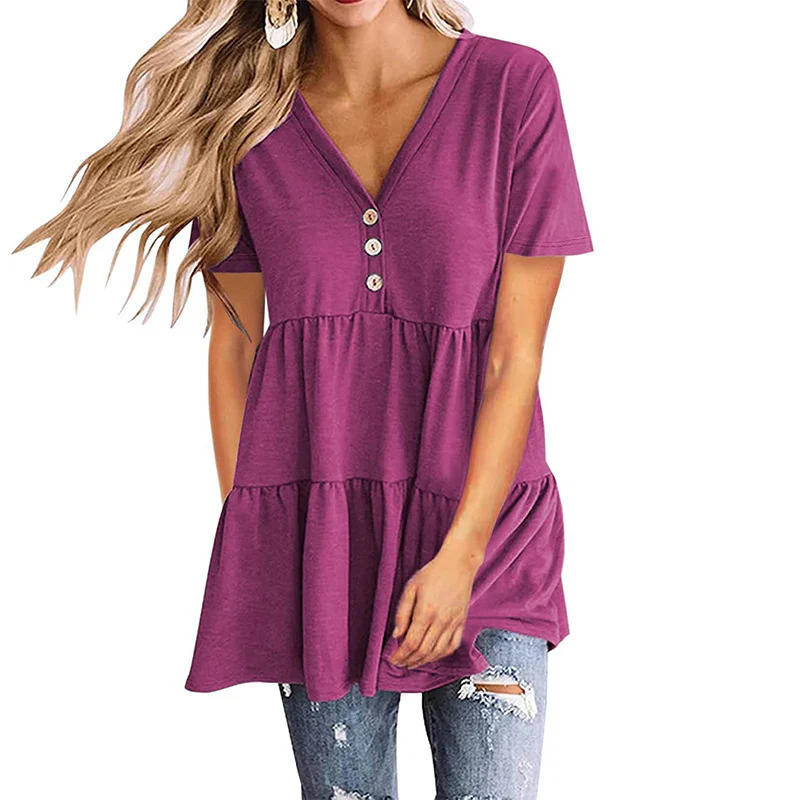 Damen Tunika-Top mit V-Ausschnitt und knöpfbarem Design Heidi-Mode - Image 12