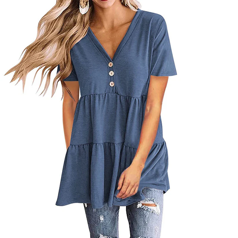 Damen Tunika-Top mit V-Ausschnitt und knöpfbarem Design Heidi-Mode - Image 3