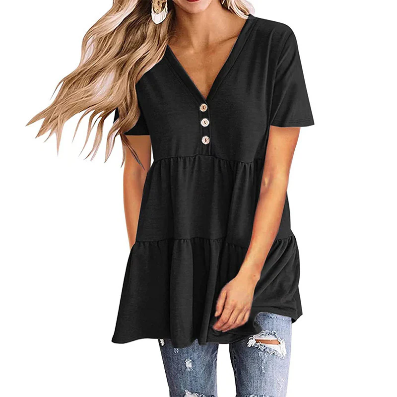 Damen Tunika-Top mit V-Ausschnitt und knöpfbarem Design Heidi-Mode - Image 6