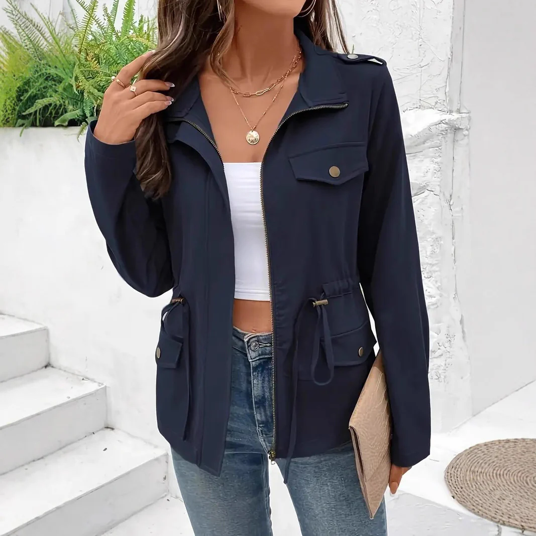 Damen Übergangsjacke mit verstellbarem Taillenzug und praktischen Taschen Heidi-Mode - Image 2