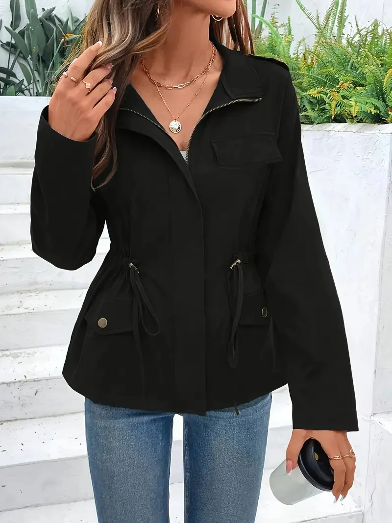 Damen Übergangsjacke mit verstellbarem Taillenzug und praktischen Taschen Heidi-Mode - Image 6