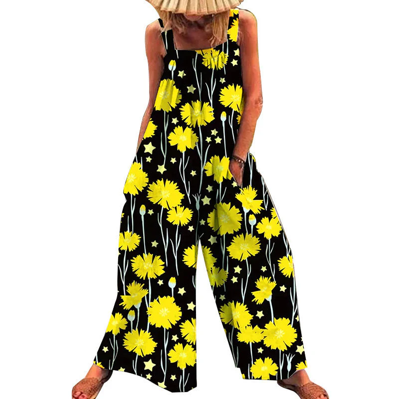 Damen Übergröße Jumpsuit mit Floralem Muster und Praktischen Taschen Heidi-Mode - Image 2