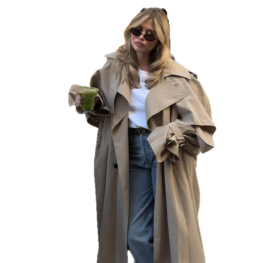 Damen Übergröße Trenchcoat mit voluminösen Ärmeln und taillierter Schnürung Heidi-Mode - Image 5