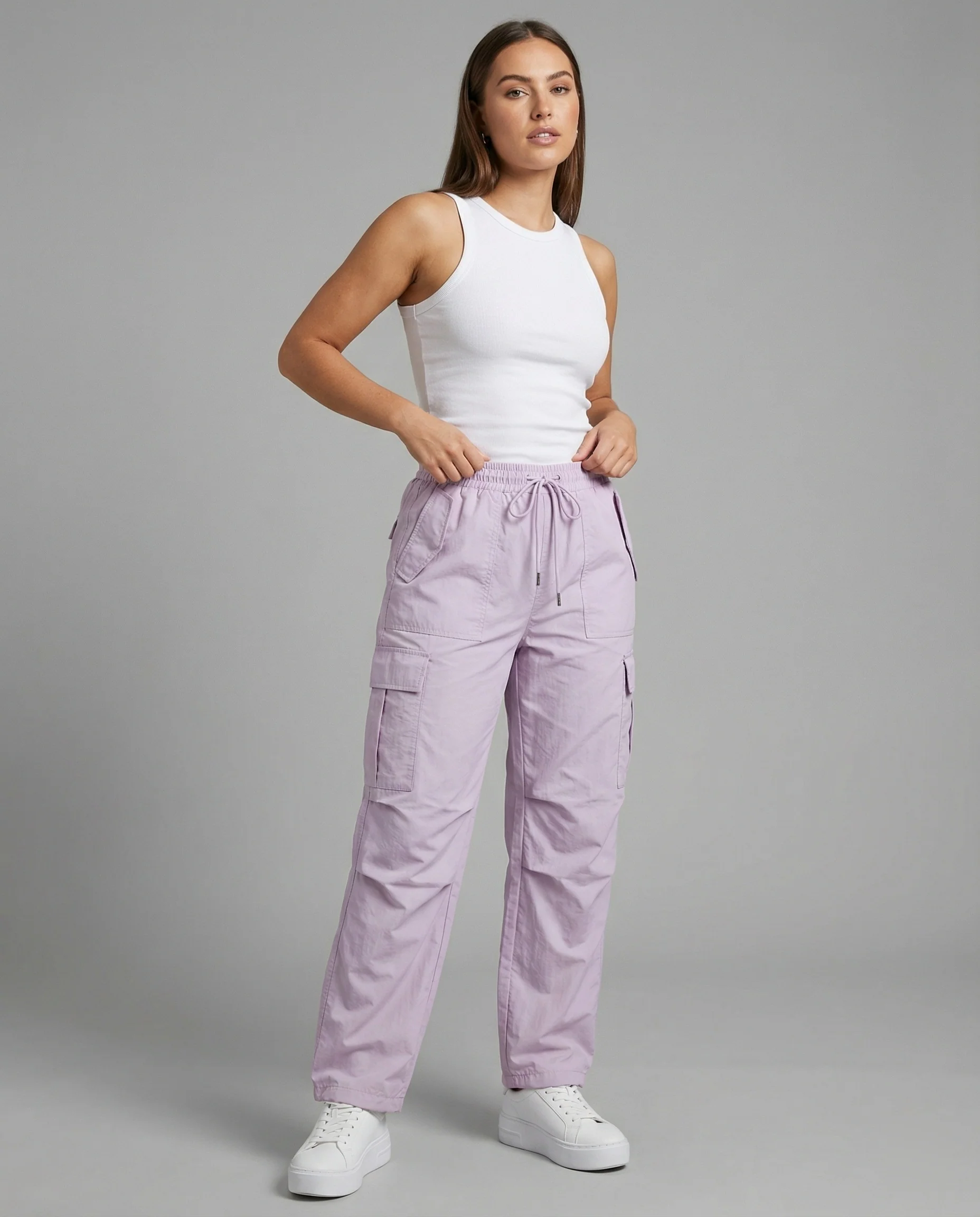 Damen nan ultraleichte Freizeit-Hose mit hohem Elastikbund, Kordelzug und verstellbarem Beinabschluss Heidi-Mode - Image 2