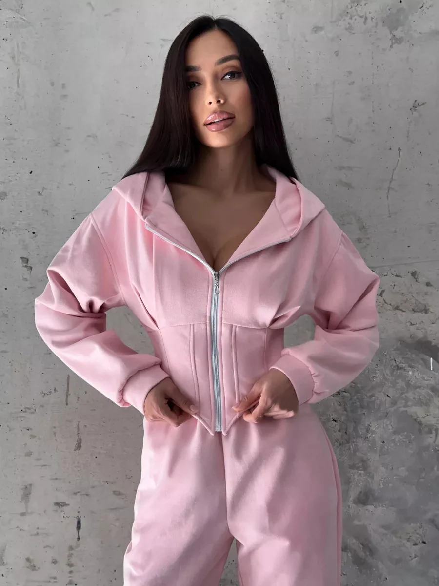Damen Urbaner Kapuzen-Jumpsuit mit funktionellen Details Heidi-Mode - Image 2