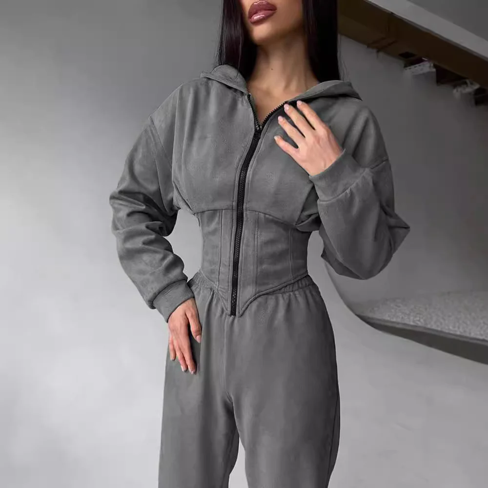 Damen Urbaner Kapuzen-Jumpsuit mit funktionellen Details Heidi-Mode - Image 3