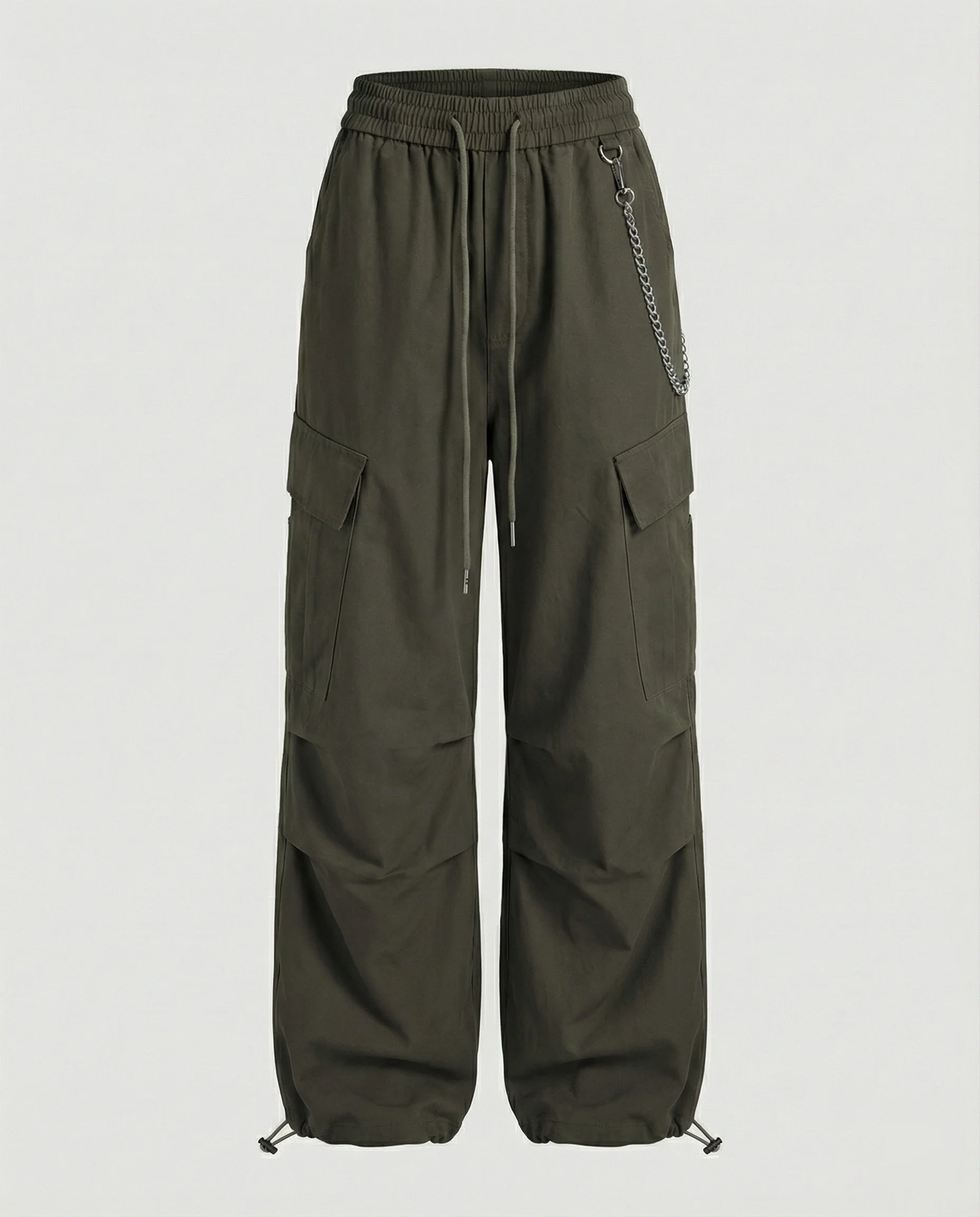Damen utilitaristische weit geschnittene Cargo-Hose mit hohem Bund Kordelzug und Saumverstellung Heidi-Mode - Image 6