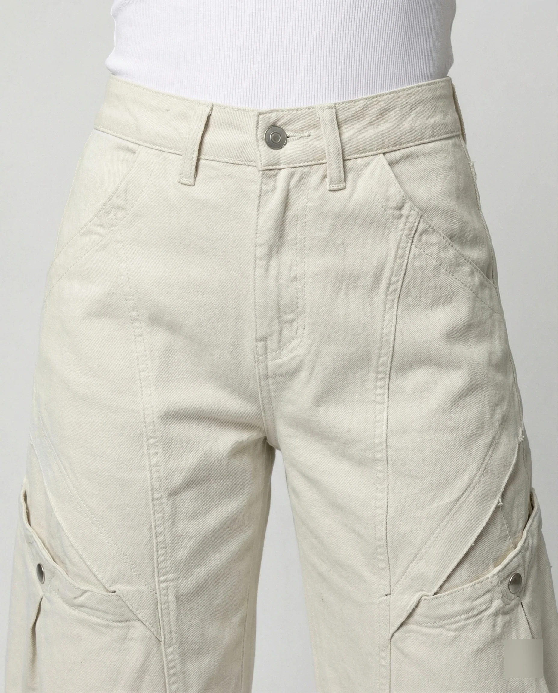 Damen Utility-Palazzohose mit hoher Bundpassform aufgesetzten Klappentaschen und verstellbarem Saum Heidi-Mode - Image 3