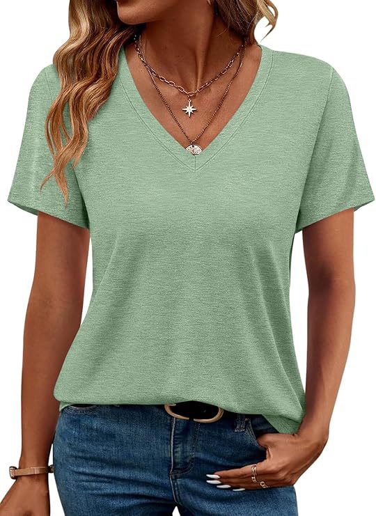 Damen V-Ausschnitt T-Shirt Aus Weichem Single Jersey Heidi-Mode - Image 19